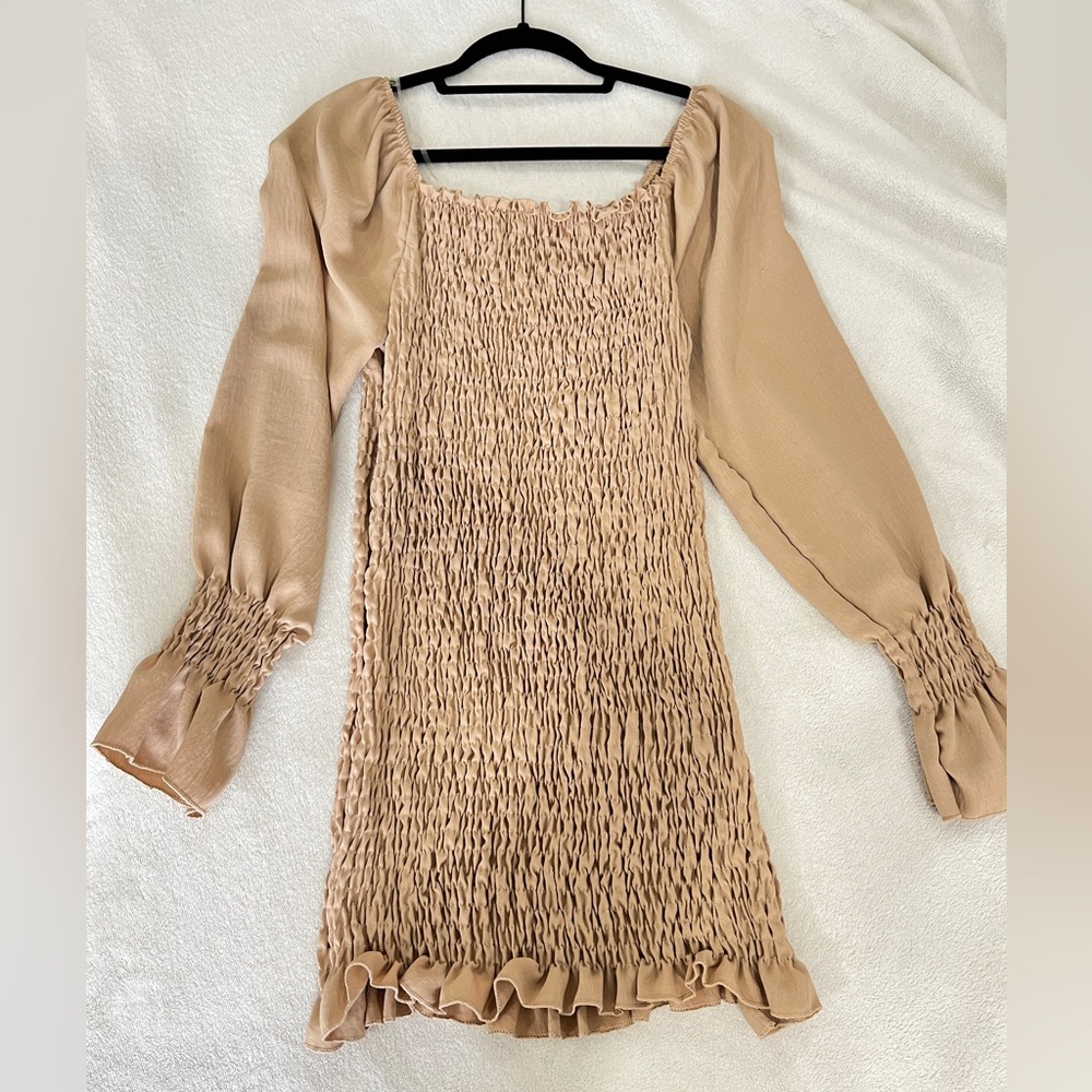 Beige Smocked Dress